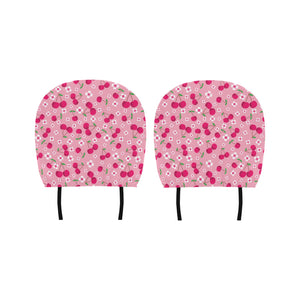 cherry flower pattern pink background Car Headrest Cover