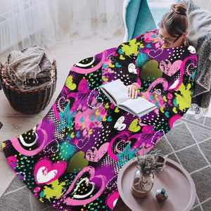 heart dot wave star creative design pattern Blanket Robe with Sleeves