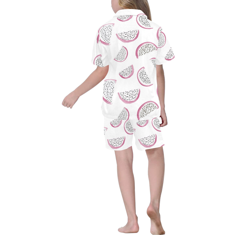 dragon fruit pattern Kids' Boys' Girls' V-Neck Short Pajama Set