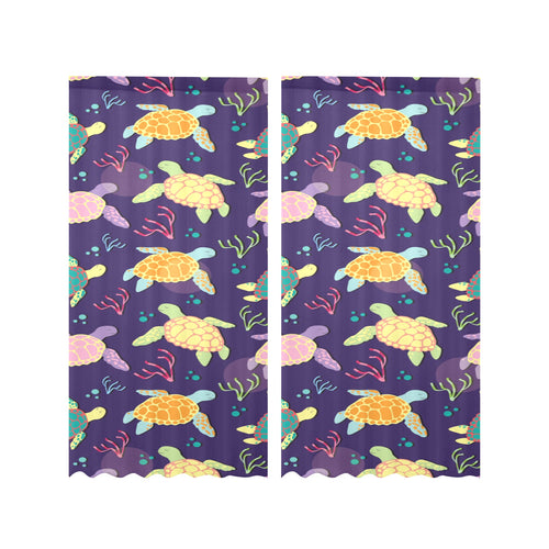 Colorful sea turtle pattern Gauze Curtain