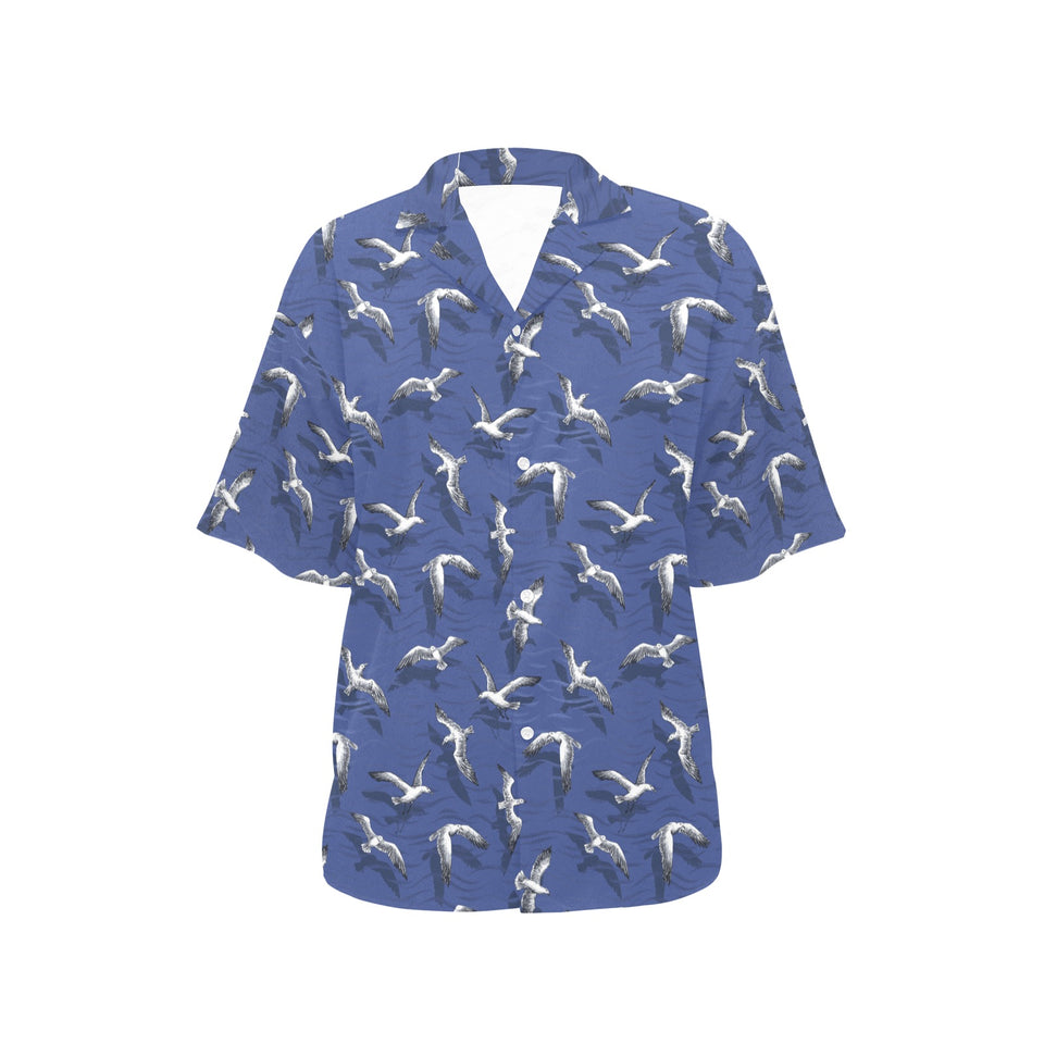 Seagull Pattern Print Design 03 Women's All Over Print Hawaiian Shirt