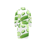 cucumber whole slices pattern Men's Long Sleeve Belted Night Robe