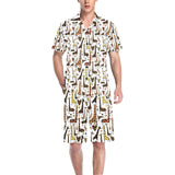 Giraffe Pattern Print Design 05 Men's V-Neck Short Pajama Set