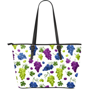 Grape Pattern Large Leather Tote Bag