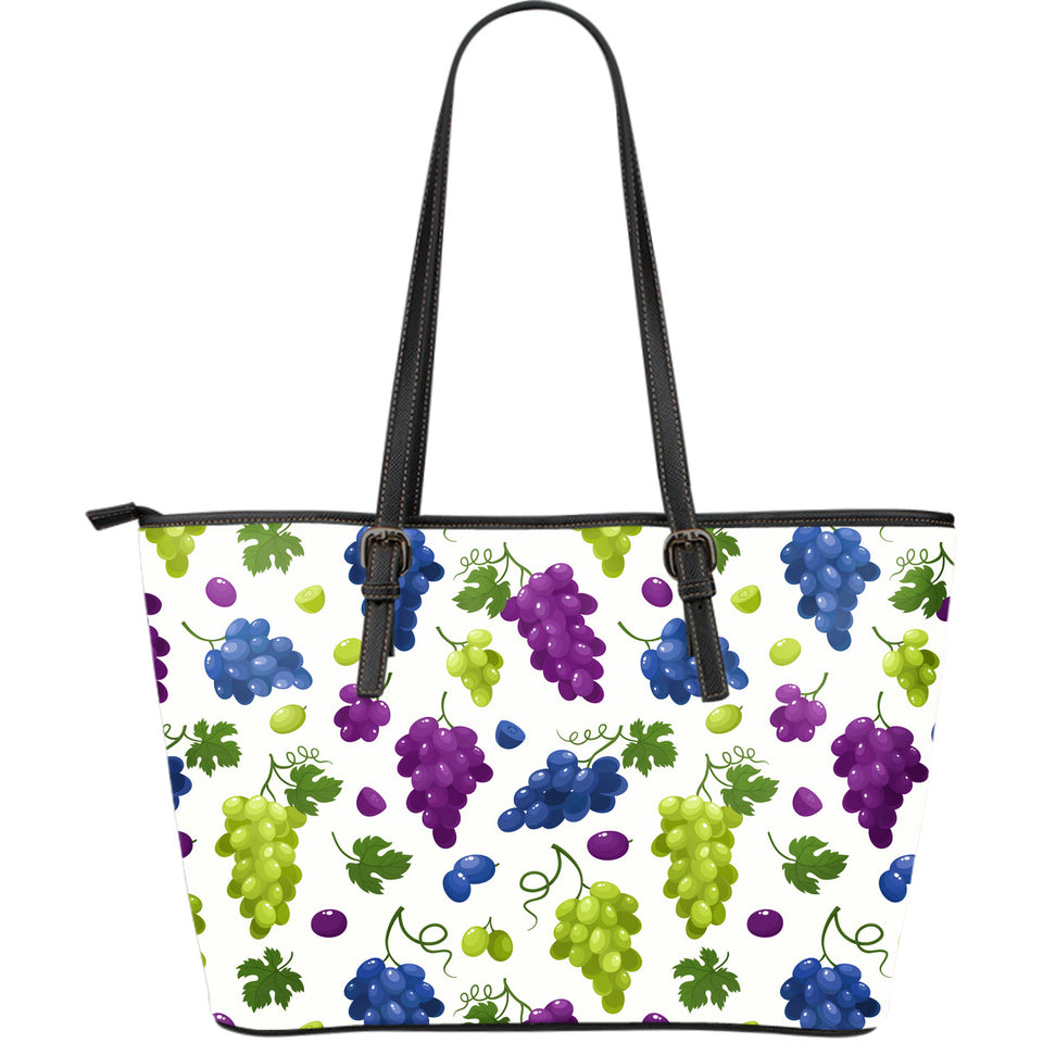 Grape Pattern Large Leather Tote Bag
