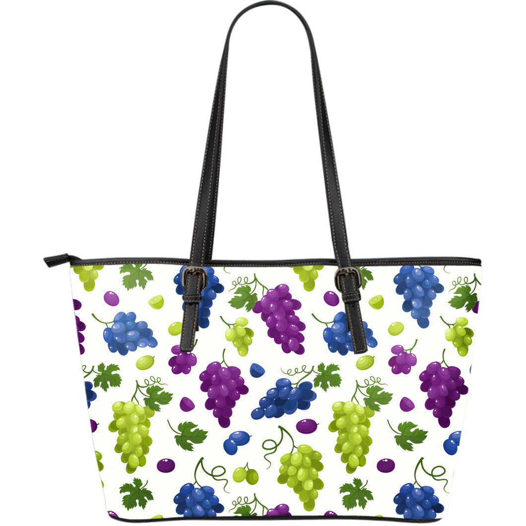 Grape Pattern Large Leather Tote Bag