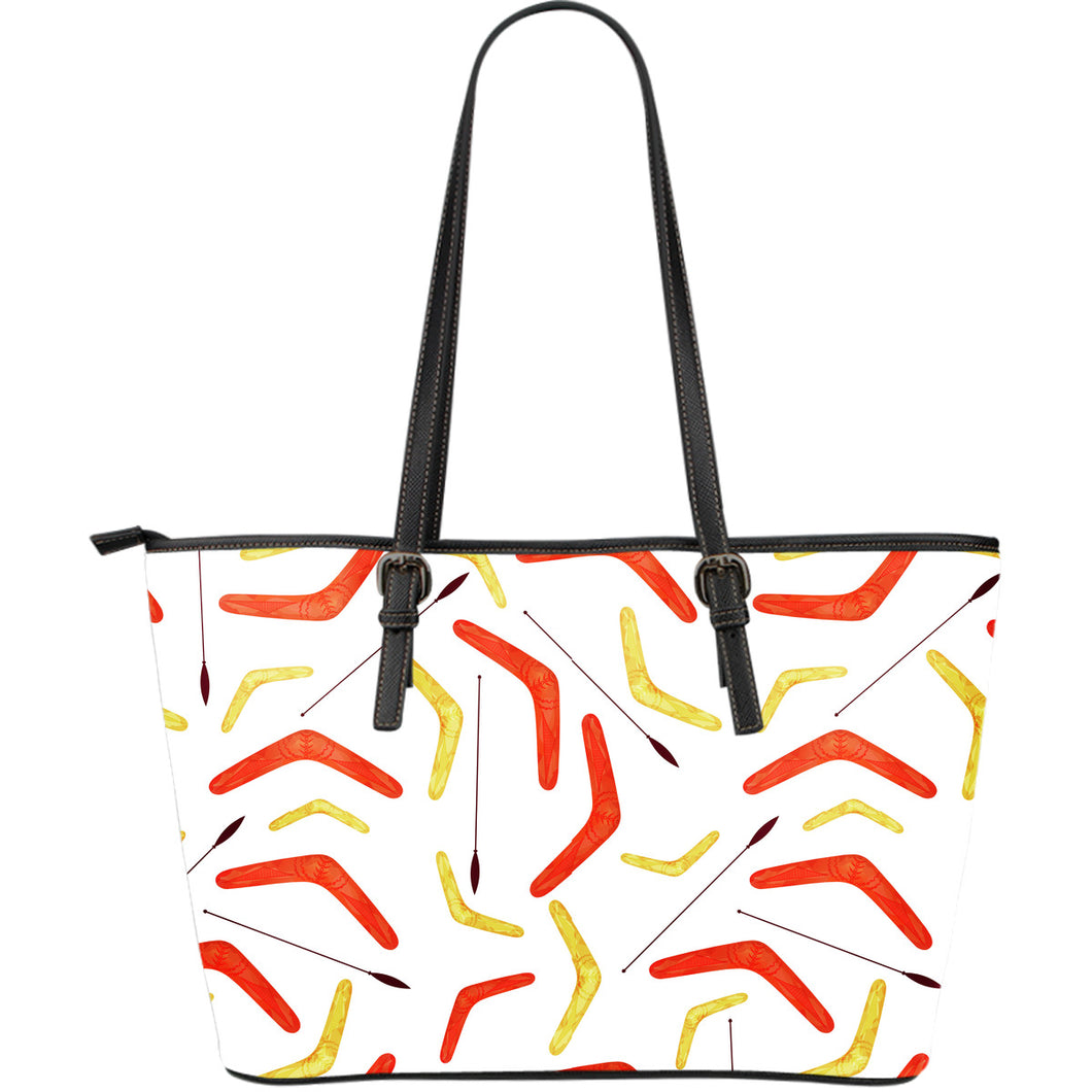 Waterclor Boomerang Australian Aboriginal Ornament Large Leather Tote Bag