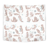 Cute Sea Otters Pattern Wall Tapestry