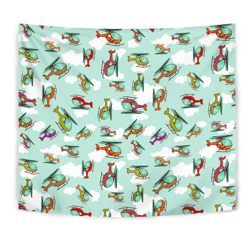 Helicopter Design Pattern Wall Tapestry