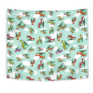 Helicopter Design Pattern Wall Tapestry