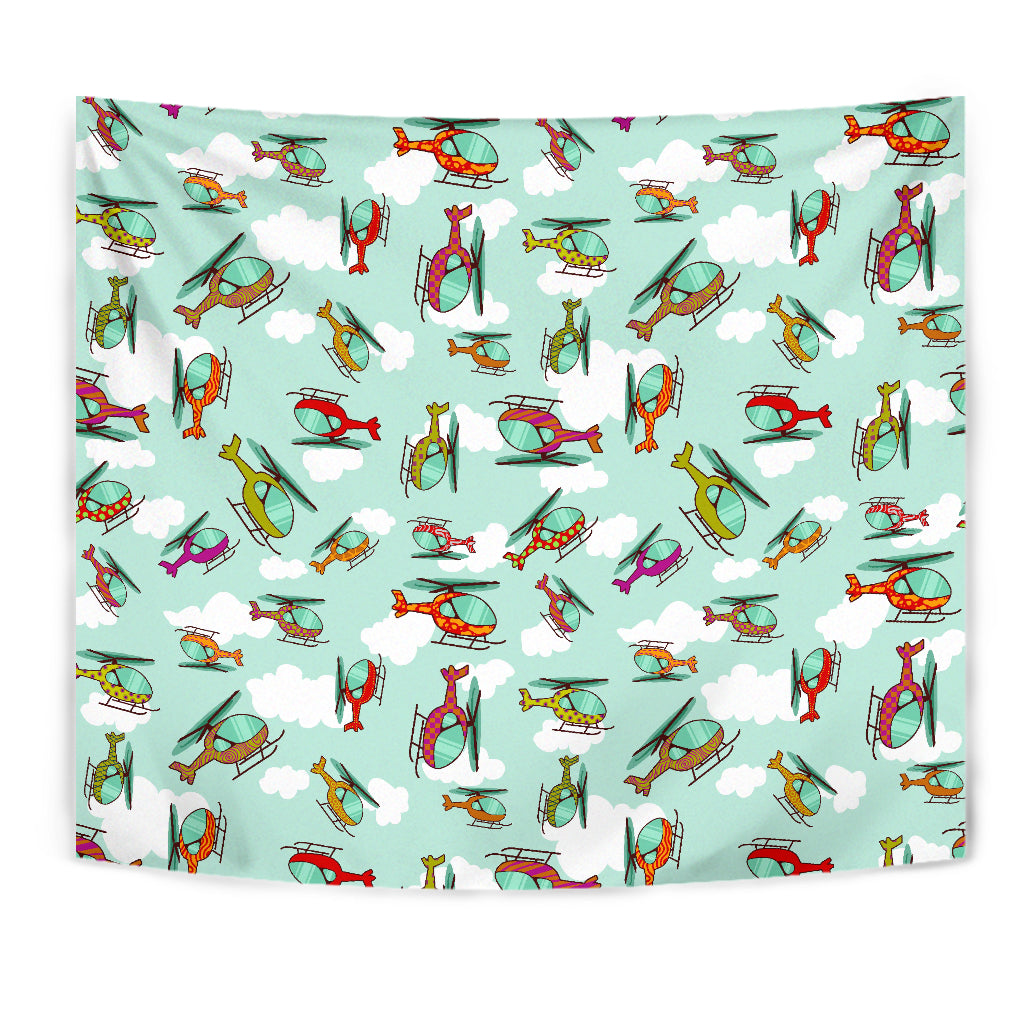 Helicopter Design Pattern Wall Tapestry