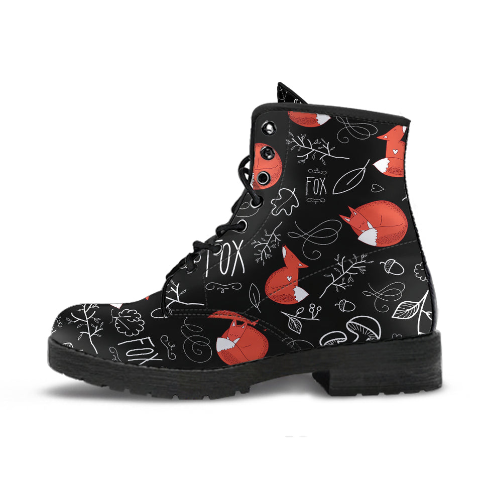 Fox Sleeping Fox Pattern Leather Boots