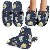 Cute Sloth Astronaut Star Planet Rocket Pattern Slippers
