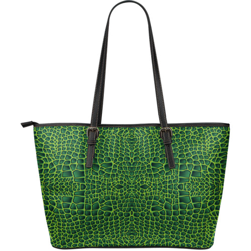 Crocodile Skin Printed Large Leather Tote Bag