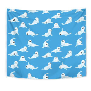 Cute Sea Lion Seal Pattern Background Wall Tapestry