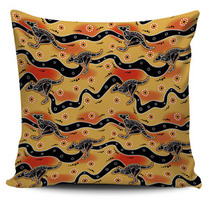 Kangaroo Australian Aboriginal Art Pattern Pillow Cover