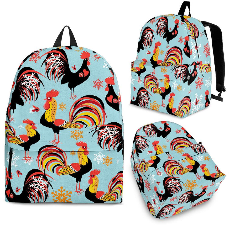 Rooster Chicken Cock Snowfalke Backpack