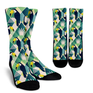 Toucan Tropical Leaves Design Pattern Crew Socks Pillow
