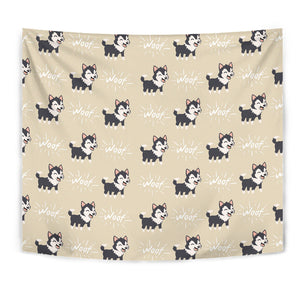 Cute Siberian Husky Wall Tapestry