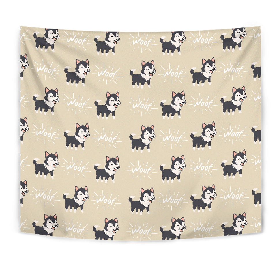 Cute Siberian Husky Wall Tapestry