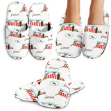 Cute Dachshund Bone Pattern Slippers