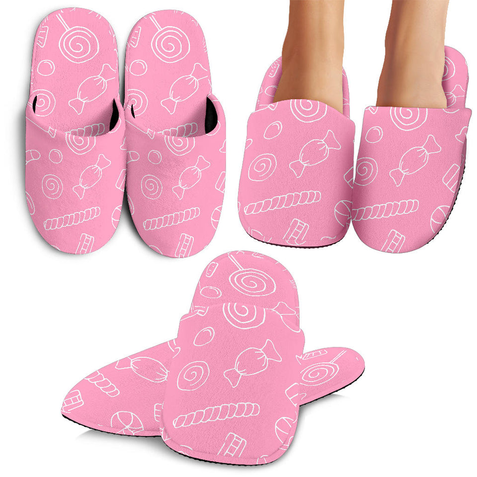 Sweet Candy Pink Background Slippers
