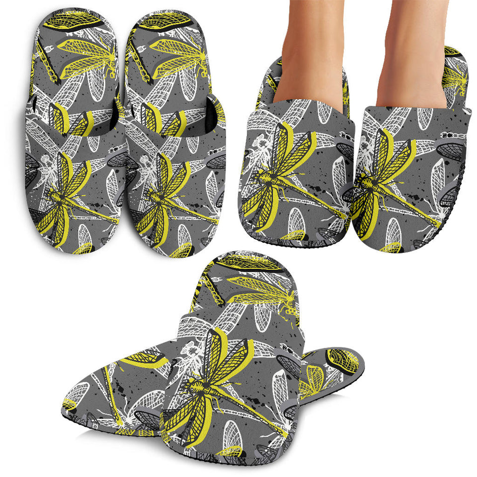 Hand Drawn Dragonfly Pattern Slippers