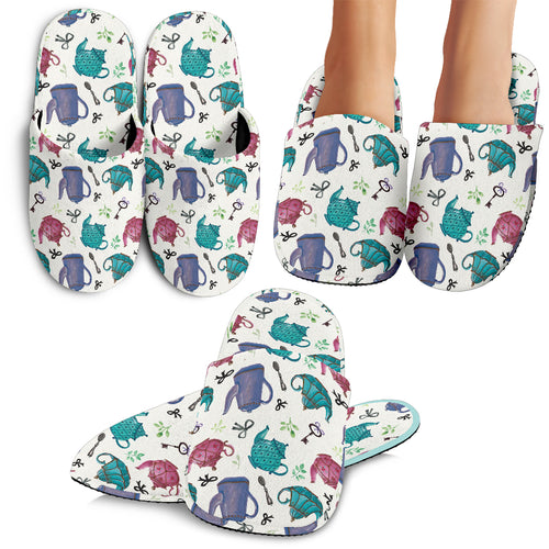 Tea pots Pattern Print Design 05 Slippers