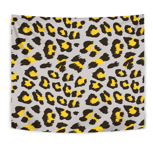 Gray Leopard Print Pattern Wall Tapestry