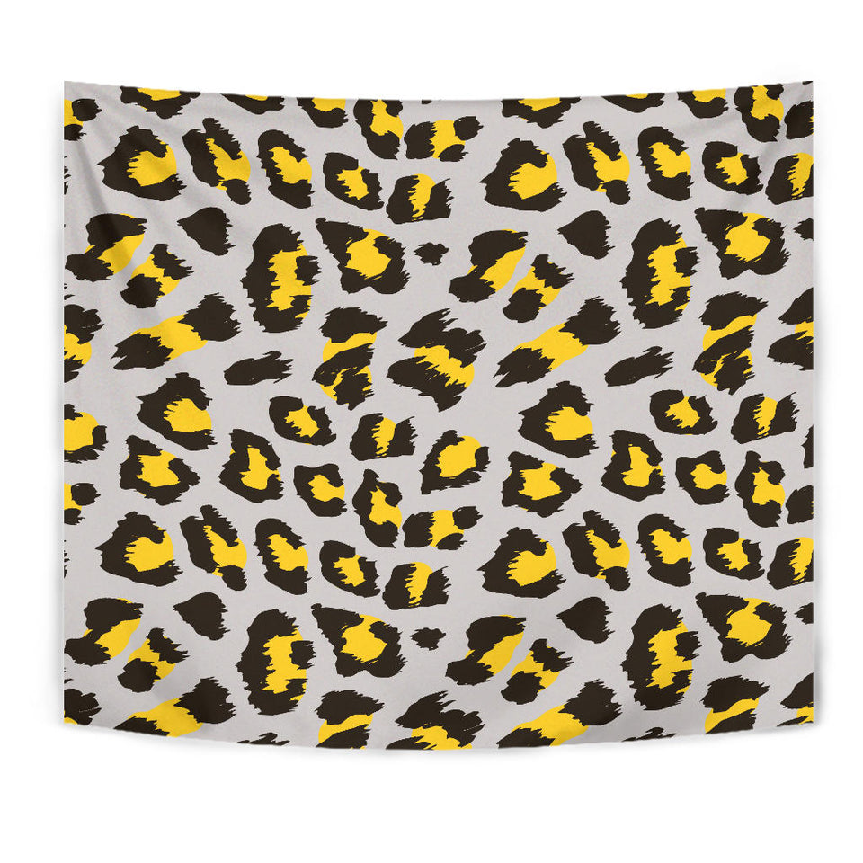 Gray Leopard Print Pattern Wall Tapestry