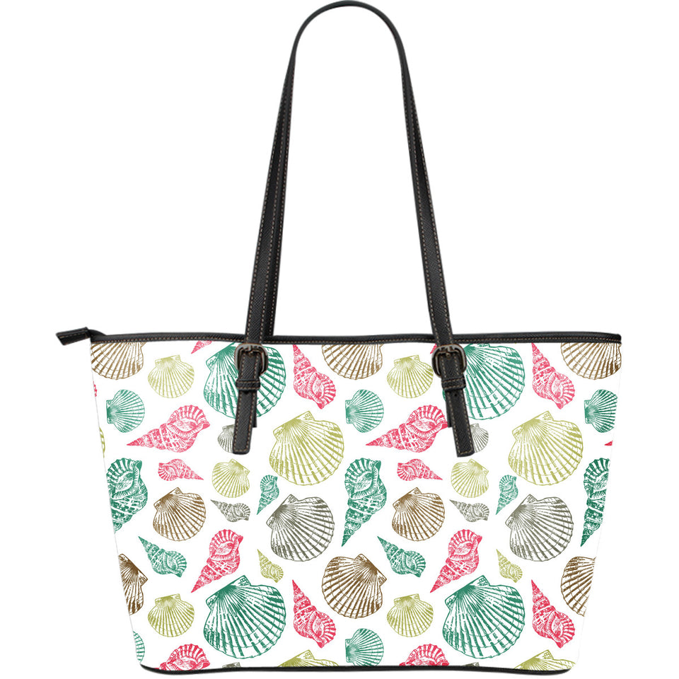 Colorful Shell Pattern Large Leather Tote Bag