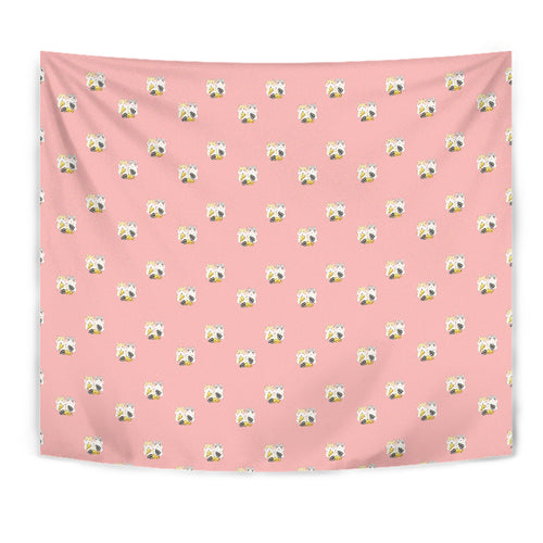 Cute Hamster Cheese Pattern Pink Background Wall Tapestry