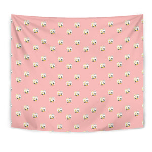 Cute Hamster Cheese Pattern Pink Background Wall Tapestry