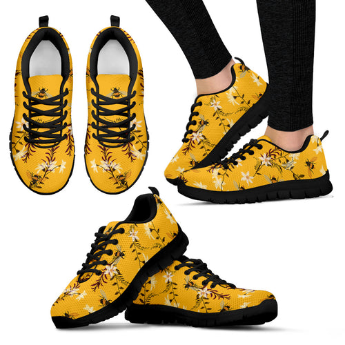 Bee Flower Pattern Women'S Sneaker Shoes