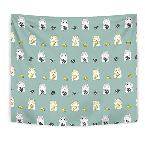 Cute Hamster Cheese Pattern Wall Tapestry
