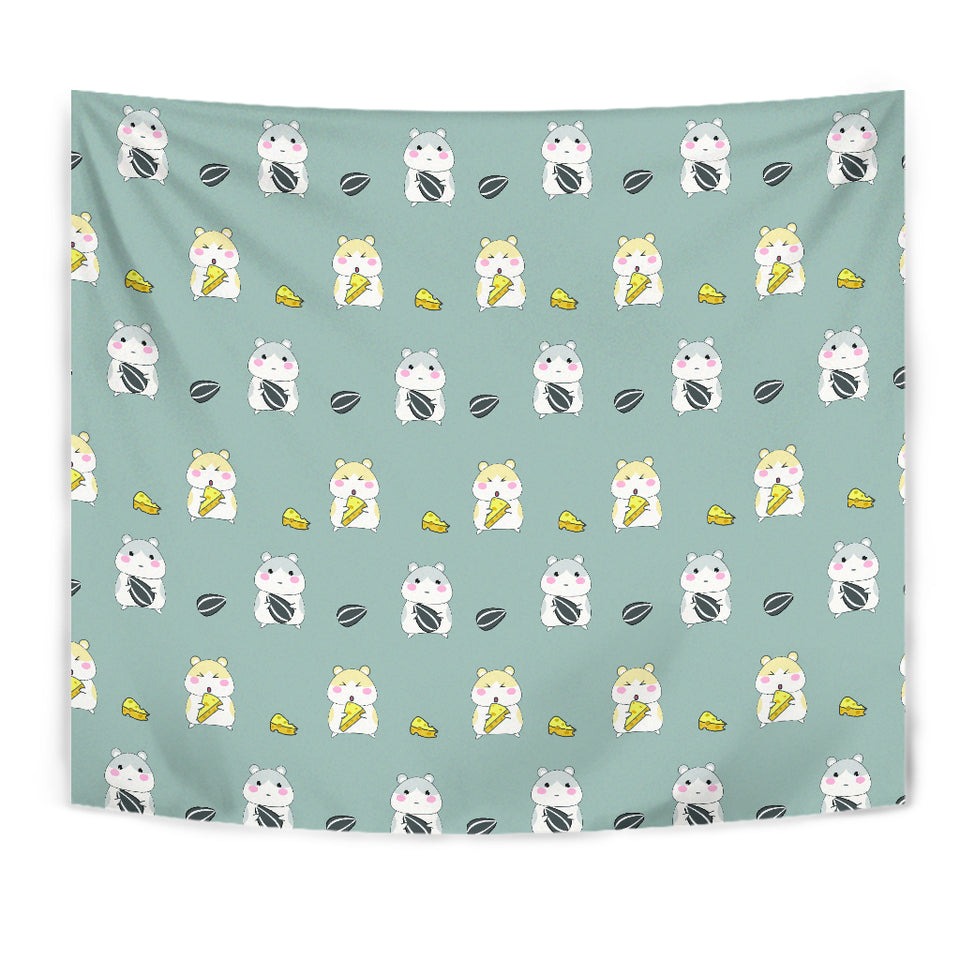 Cute Hamster Cheese Pattern Wall Tapestry