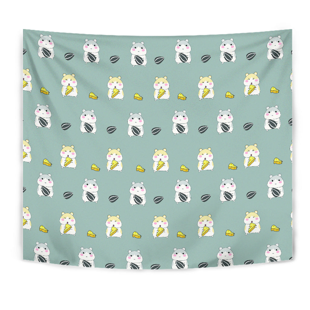 Cute Hamster Cheese Pattern Wall Tapestry