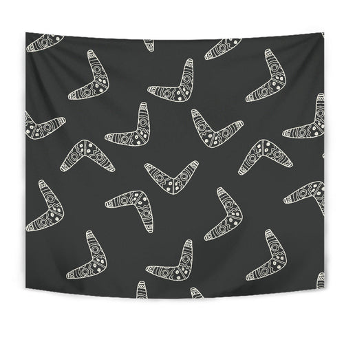 Hand Drawn Boomerang Australian Aboriginal Ornament Wall Tapestry