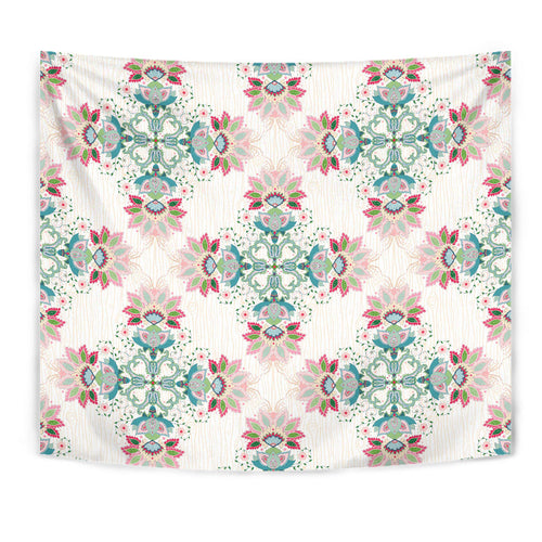 Square Floral Indian Flower Pattern Wall Tapestry
