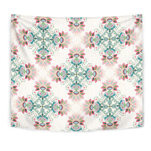 Square Floral Indian Flower Pattern Wall Tapestry