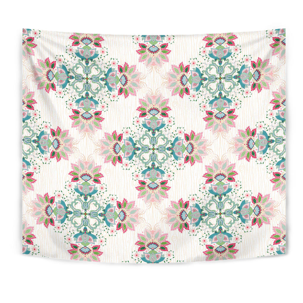 Square Floral Indian Flower Pattern Wall Tapestry