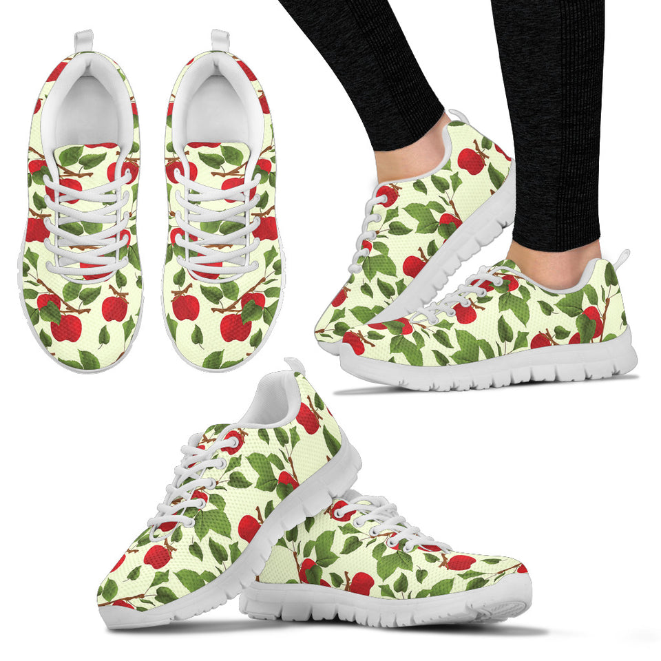 Red Apples Leaves Pattern Women'S Sneaker Shoes