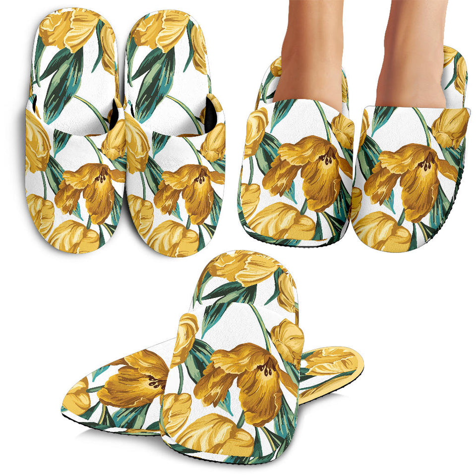 Yellow Tulips Pattern Slippers