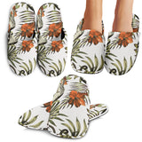 Monkey Red Hibiscus Flower Palm Leaves Floral Pattern Slippers