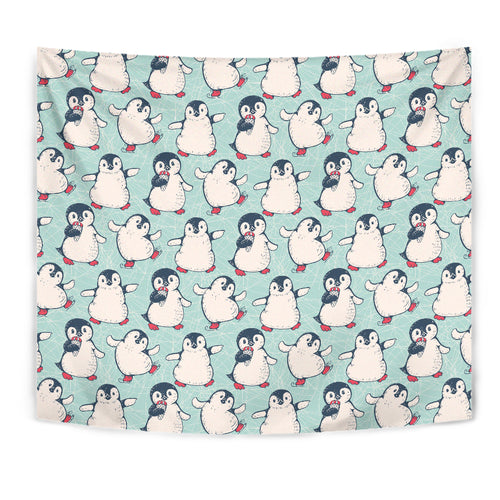 Cute Penguin Pattern Wall Tapestry
