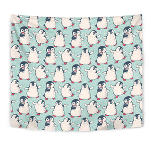 Cute Penguin Pattern Wall Tapestry