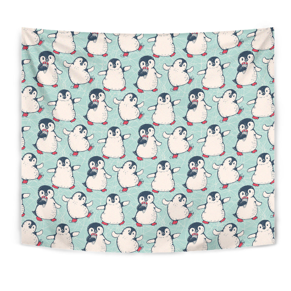 Cute Penguin Pattern Wall Tapestry