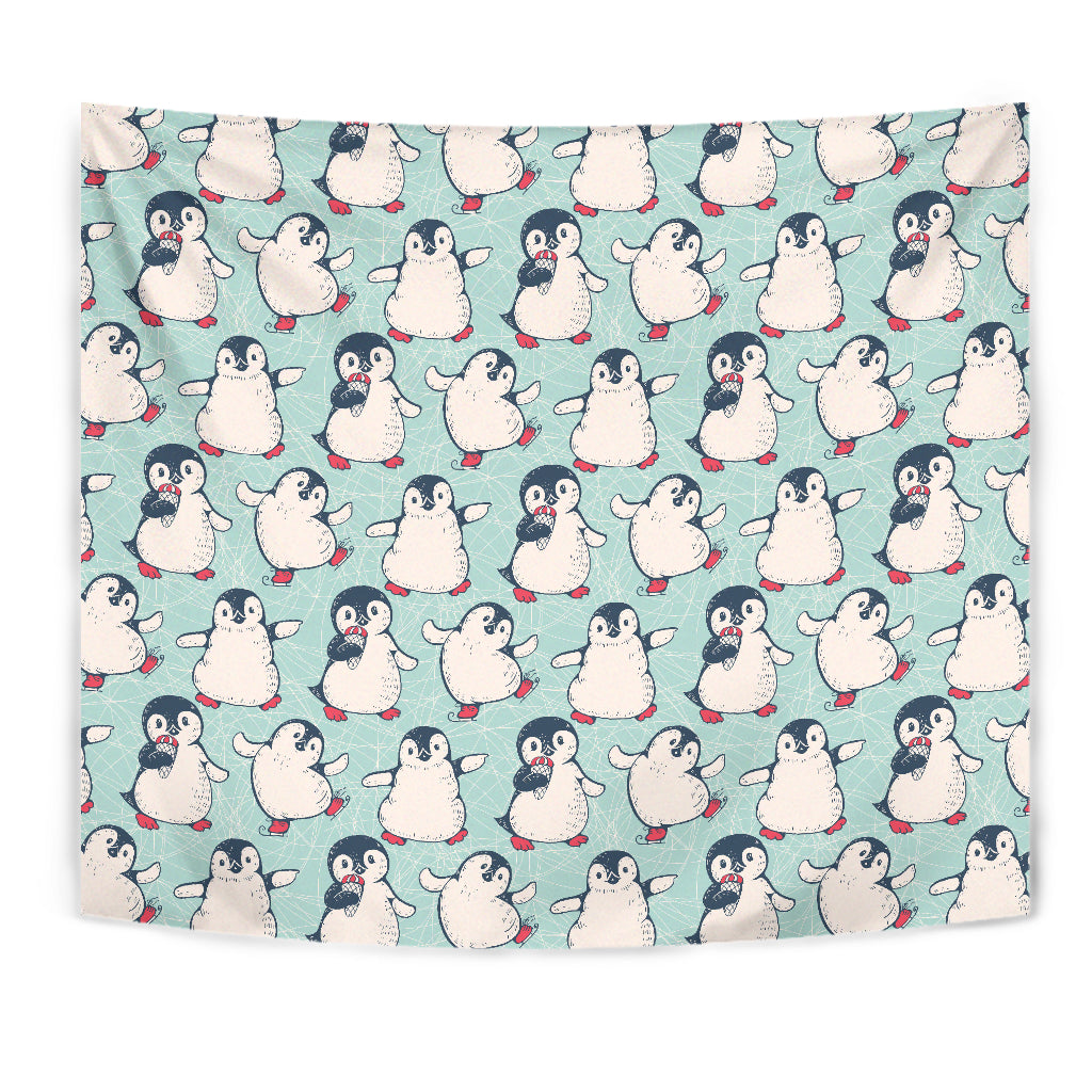 Cute Penguin Pattern Wall Tapestry