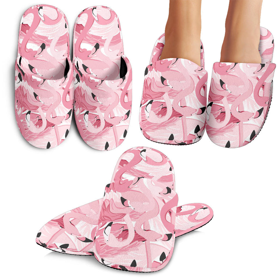 Pink Flamingos Pattern Background Slippers