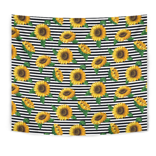 Sunflowers Ribbon Background Wall Tapestry